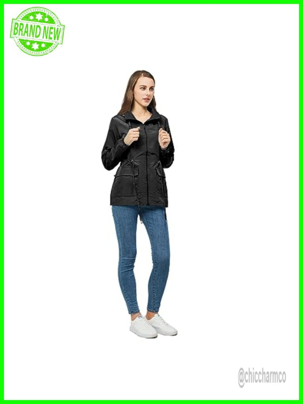 Women's Waterproof Rain Jacket Hood Packable Lightweight Windbreaker